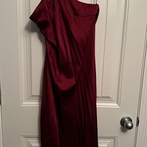 Express Red Asymmetrical Backless Cocktail Gown